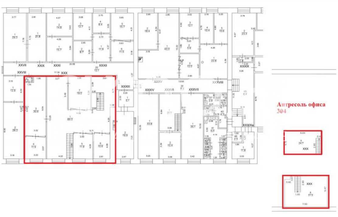 Планировка офиса 236.4 м², 2 этаж, БЦ «Товарищество Рябовской Мануфактуры, фаза 1»